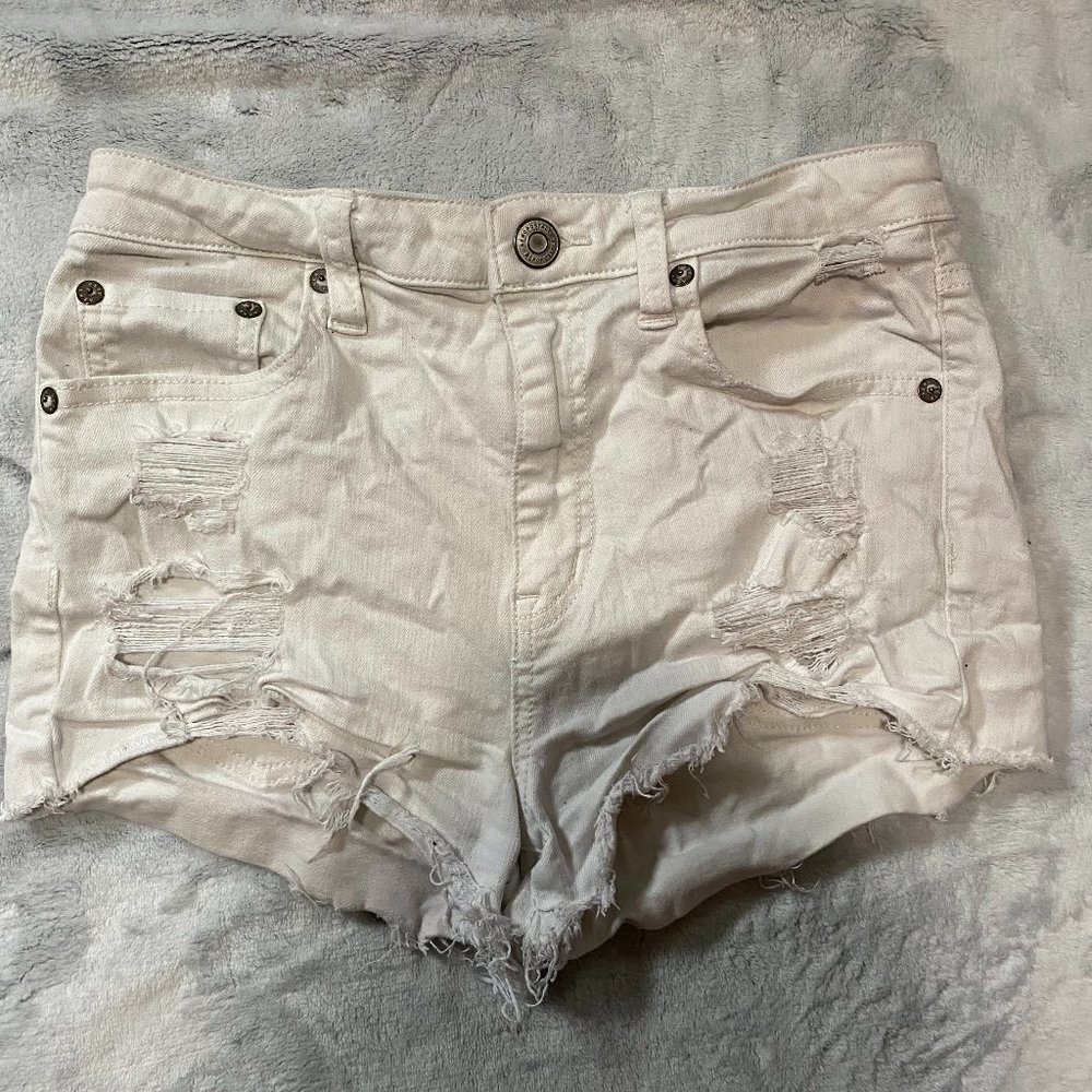 Aero high rise white ripped jeans Size 8